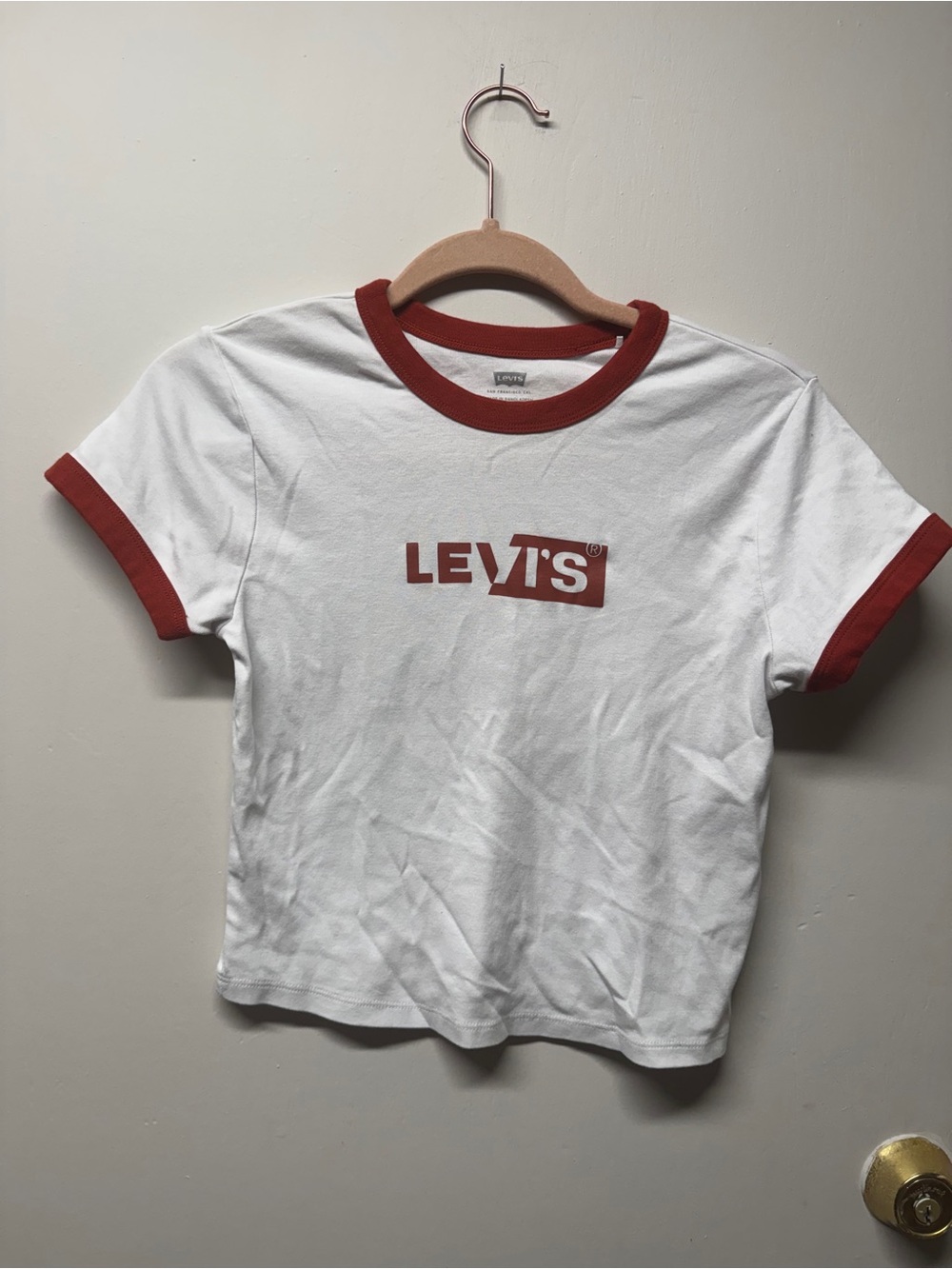 Levi's White ringer cropped Tee